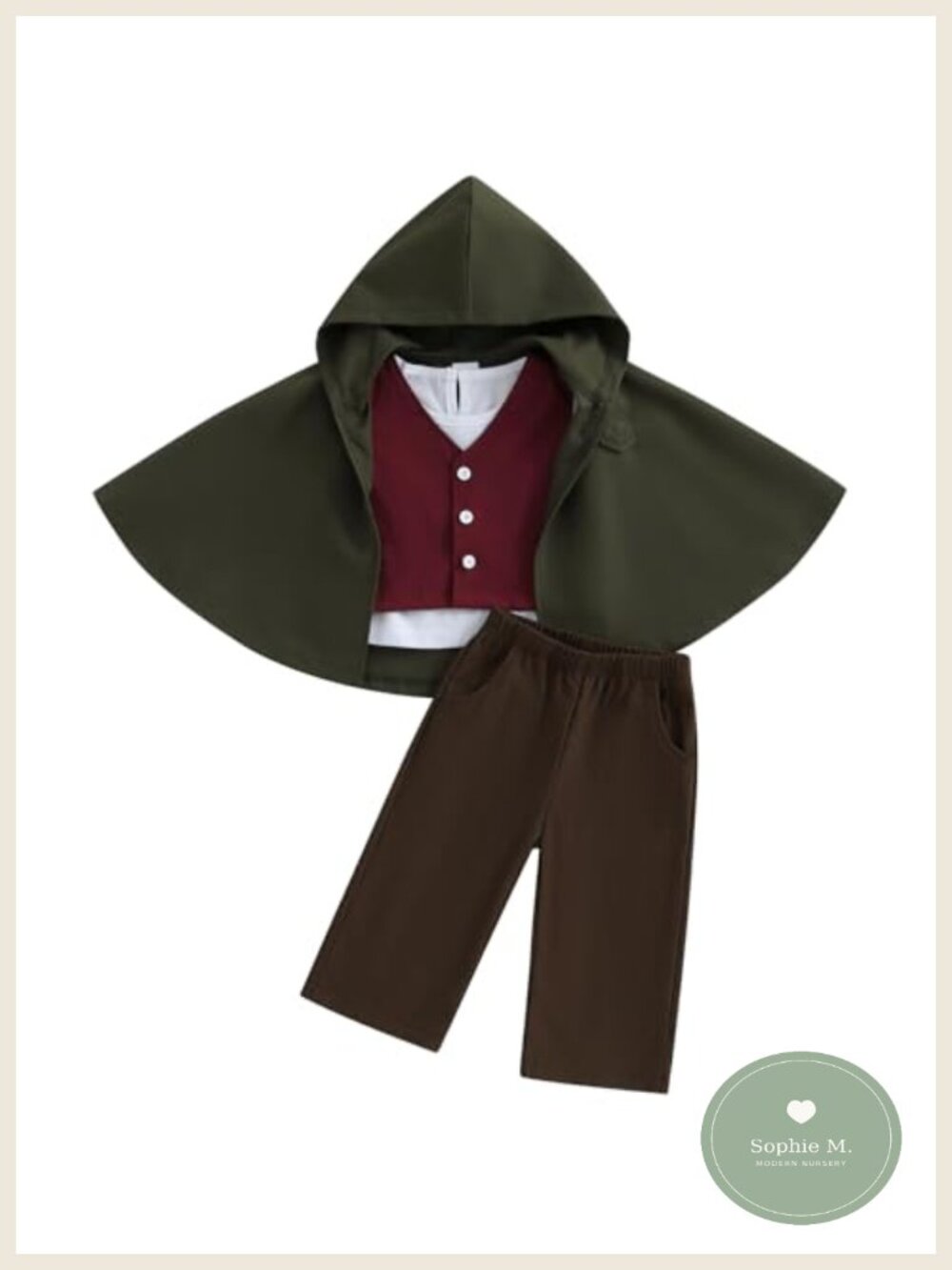Toddler Medieval Knight Costume Set 4 Piece Hooded Cape Shirt Vest Pants